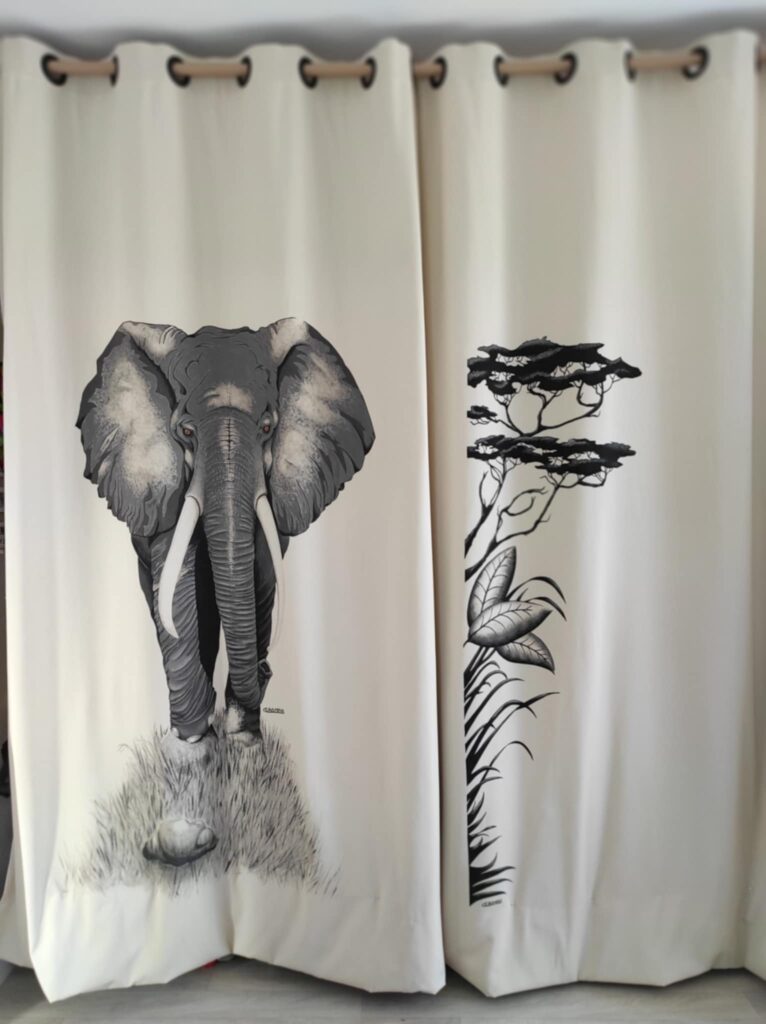 tenture murale elephant peint a la main a nantes 